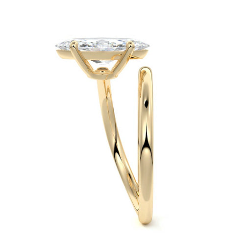 Astrid - Marquise Yellow Gold Engagement Ring Side View | Nura Lab