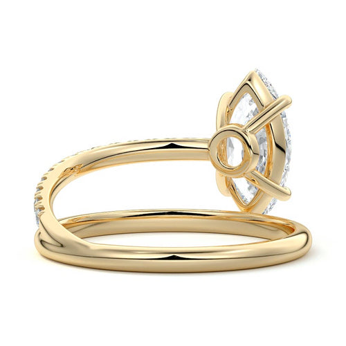 Astrid marquise spiral pavé solitaire lab grown diamond engagement ring in yellow gold
