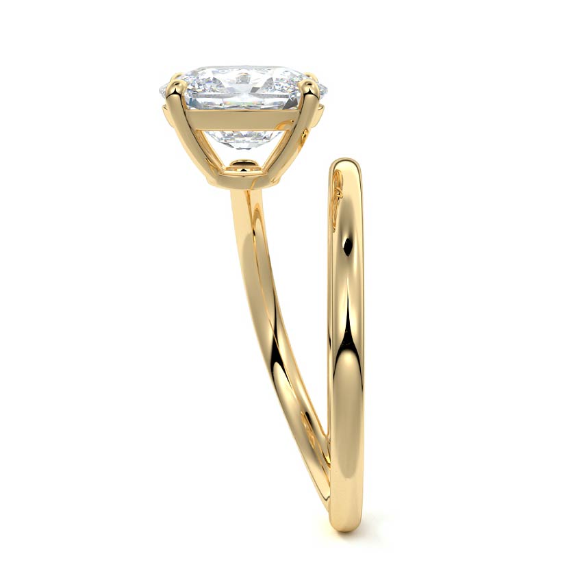 Astrid - Cushion Yellow Gold Engagement Ring Side View | Nura Lab