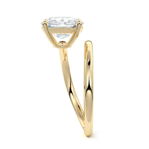 Astrid - Cushion Yellow Gold Engagement Ring Side View | Nura Lab