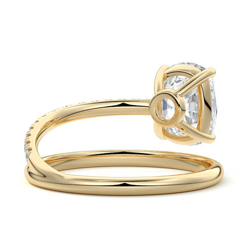 Astrid - Cushion Yellow Gold Engagement Ring Profile View | Nura Lab
