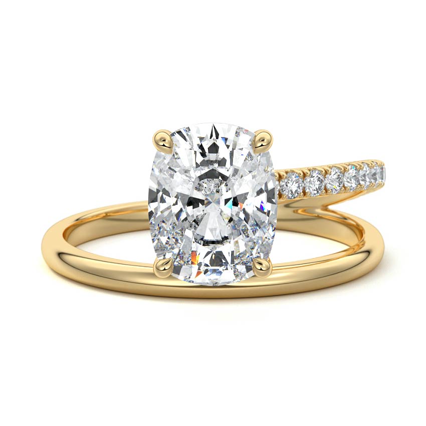 Astrid - Cushion Yellow Gold Engagement Ring Detail View | Nura Lab