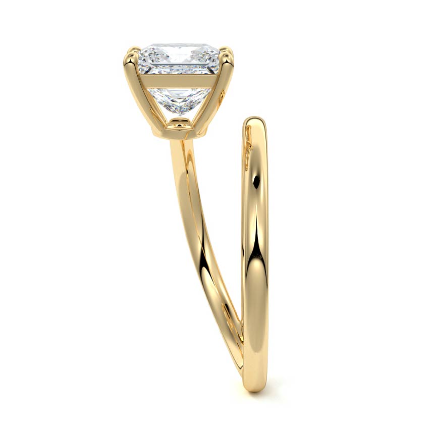 Astrid - Princess Yellow Gold Engagement Ring Side View | Nura Lab