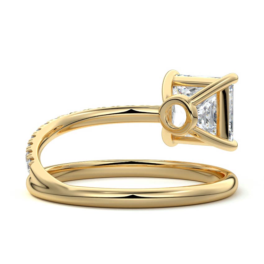 Astrid princess spiral pavé solitaire lab grown diamond engagement ring in yellow gold