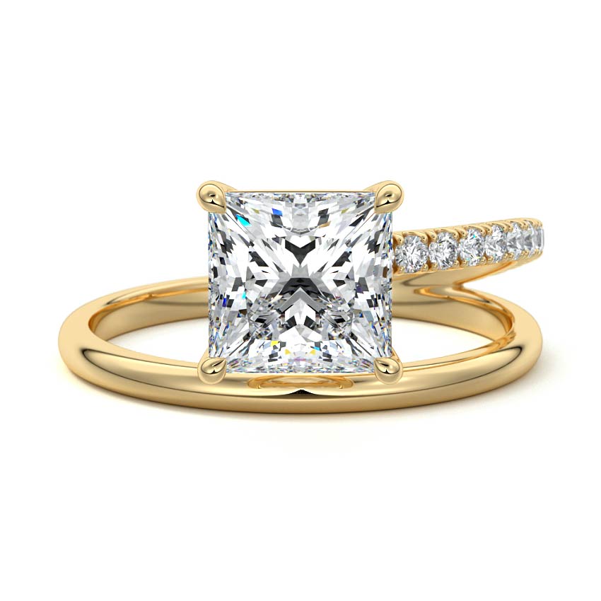 Astrid - Princess Yellow Gold Engagement Ring Detail View | Nura Lab