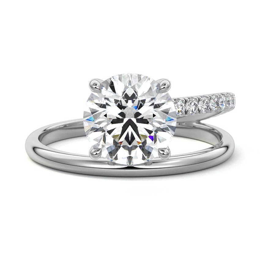 Astrid round spiral pavé solitaire lab grown diamond engagement ring in white gold