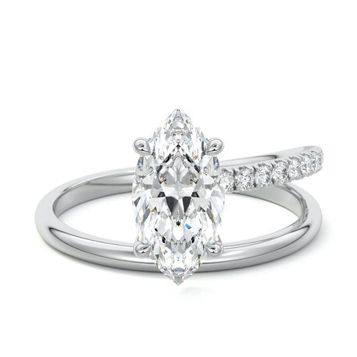 Astrid - Marquise White Gold Lab Grown Diamond Engagement Ring | Nura Lab