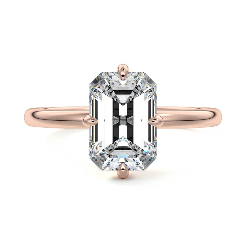 Beatrix - Emerald Cut Rose Gold Lab Grown Diamond Engagement Ring | Nura Lab