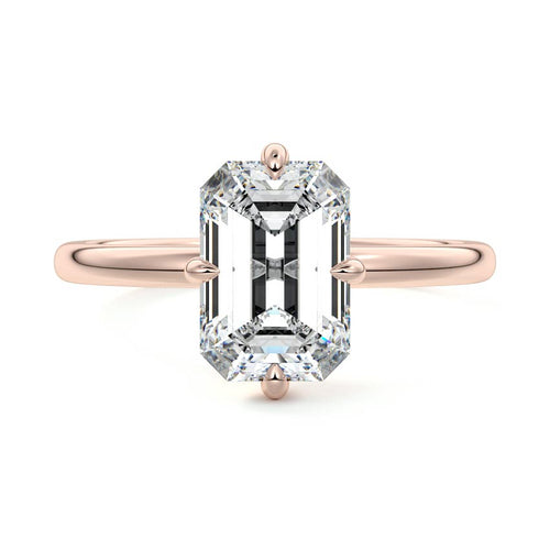Beatrix - Emerald Cut Rose Gold Lab Grown Diamond Engagement Ring | Nura Lab