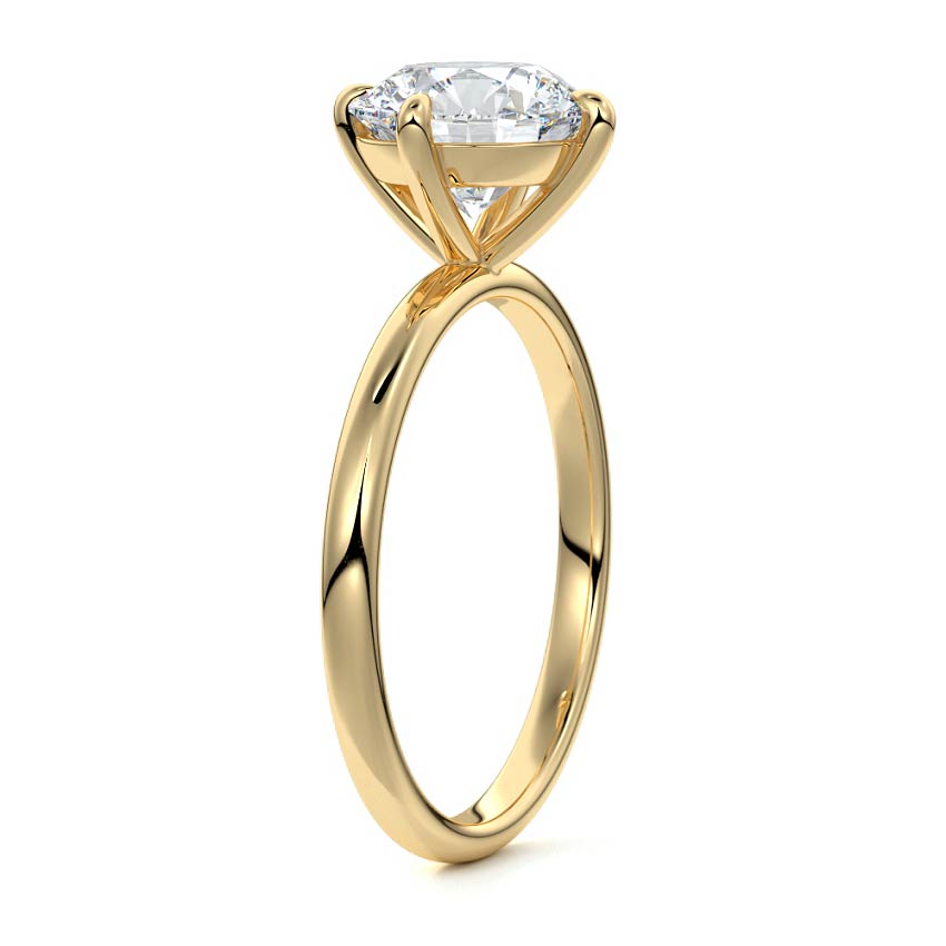 Beatrix - Round Yellow Gold Engagement Ring Side View | Nura Lab
