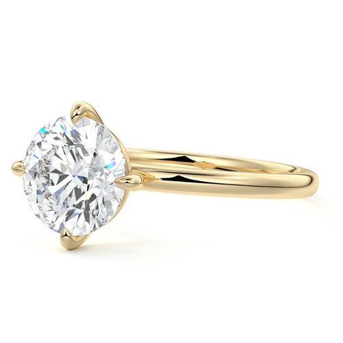 Beatrix - Round Yellow Gold Engagement Ring Profile View | Nura Lab