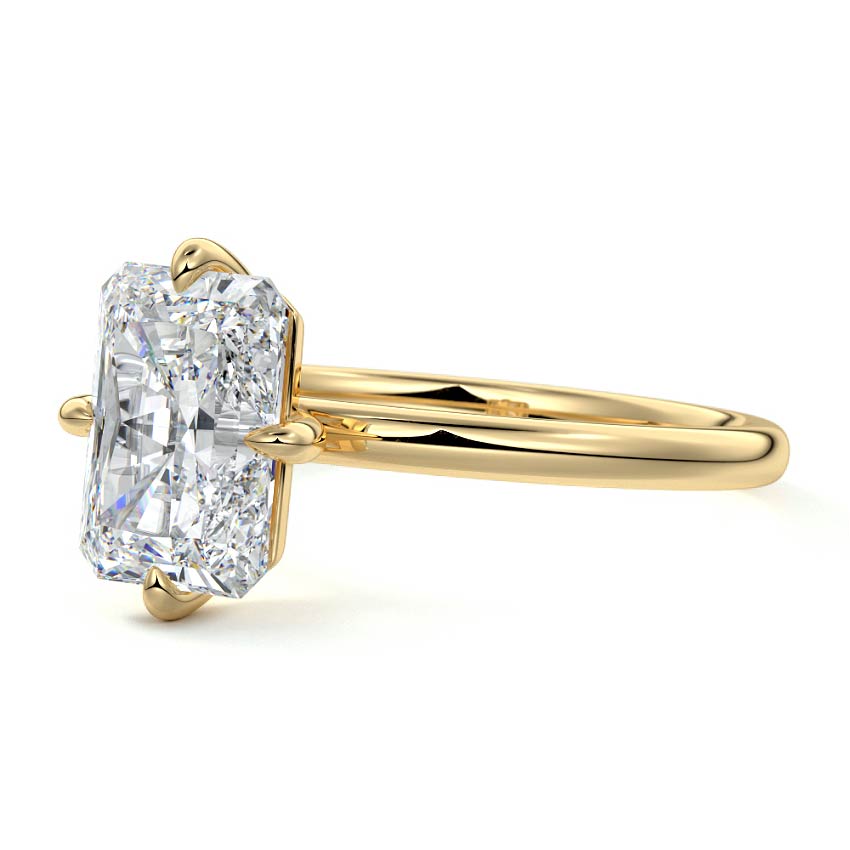 Beatrix - Radiant Yellow Gold Engagement Ring Profile View | Nura Lab