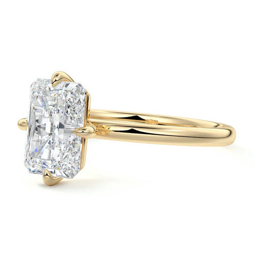 Beatrix - Radiant Yellow Gold Engagement Ring Profile View | Nura Lab