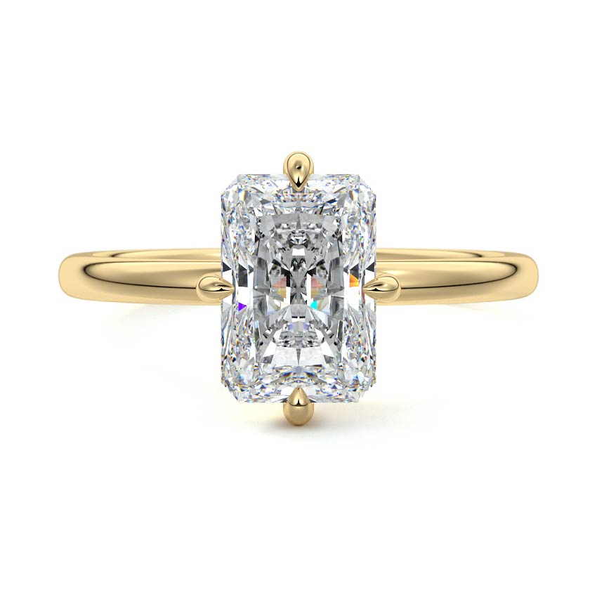 Beatrix - Radiant Yellow Gold Engagement Ring Detail View | Nura Lab