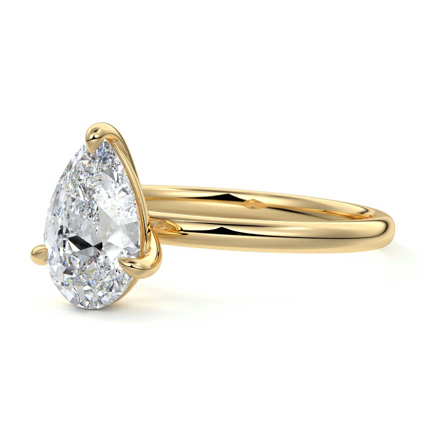 Beatrix - Pear Yellow Gold Engagement Ring Profile View | Nura Lab