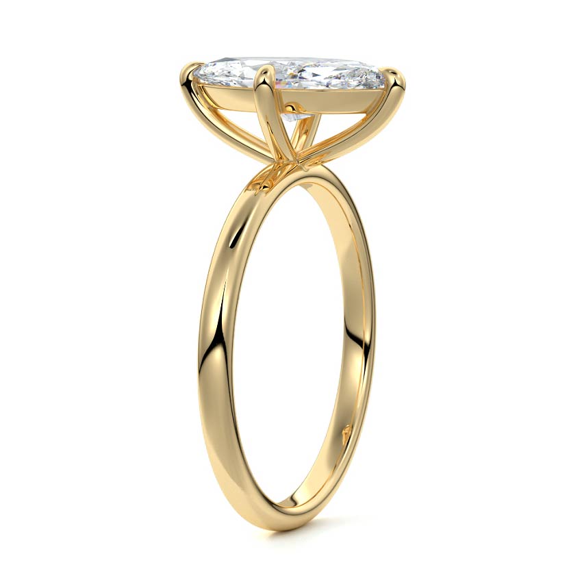 Beatrix - Marquise Yellow Gold Engagement Ring Side View | Nura Lab