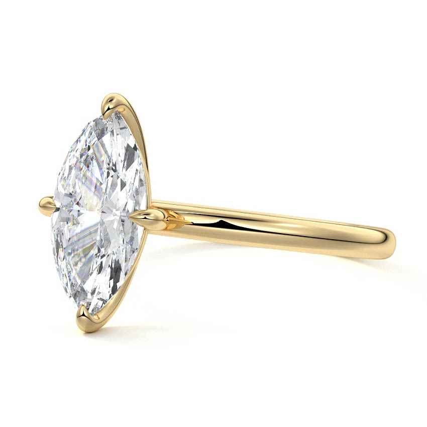 Beatrix - Marquise Yellow Gold Engagement Ring Profile View | Nura Lab