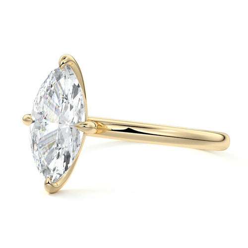 Beatrix - Marquise Yellow Gold Engagement Ring Profile View | Nura Lab