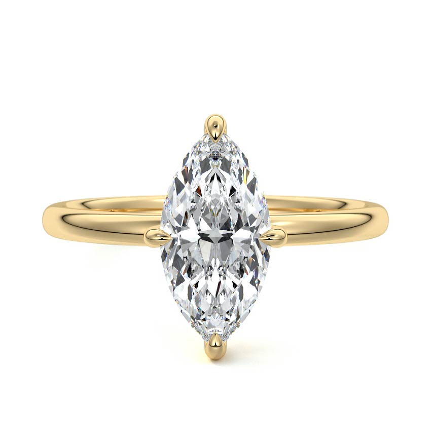 Beatrix - Marquise Yellow Gold Engagement Ring Detail View | Nura Lab