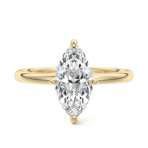 Beatrix - Marquise Yellow Gold Engagement Ring Detail View | Nura Lab