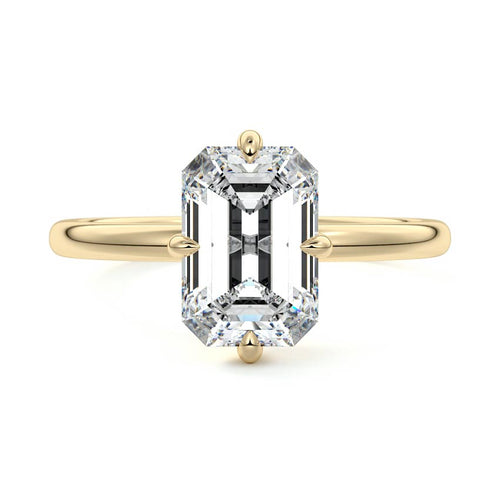 Beatrix - Emerald Cut Yellow Gold Lab Grown Diamond Engagement Ring | Nura Lab
