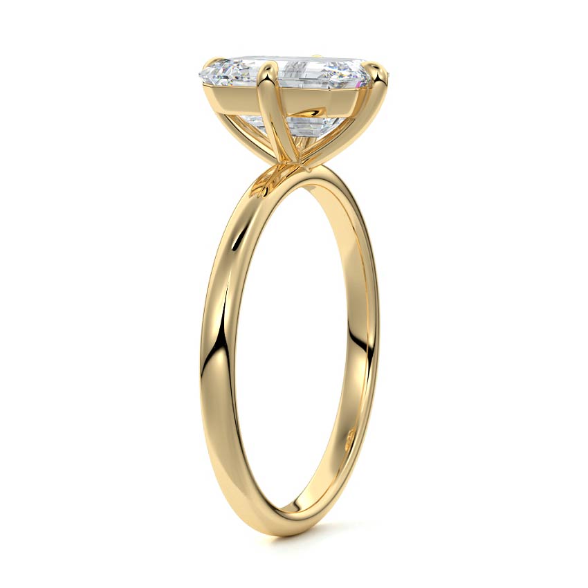 Beatrix - Emerald Cut Yellow Gold Engagement Ring Side View | Nura Lab