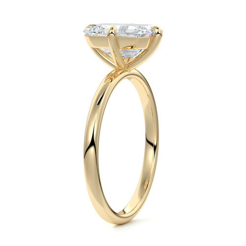 Beatrix - Emerald Cut Yellow Gold Engagement Ring Side View | Nura Lab