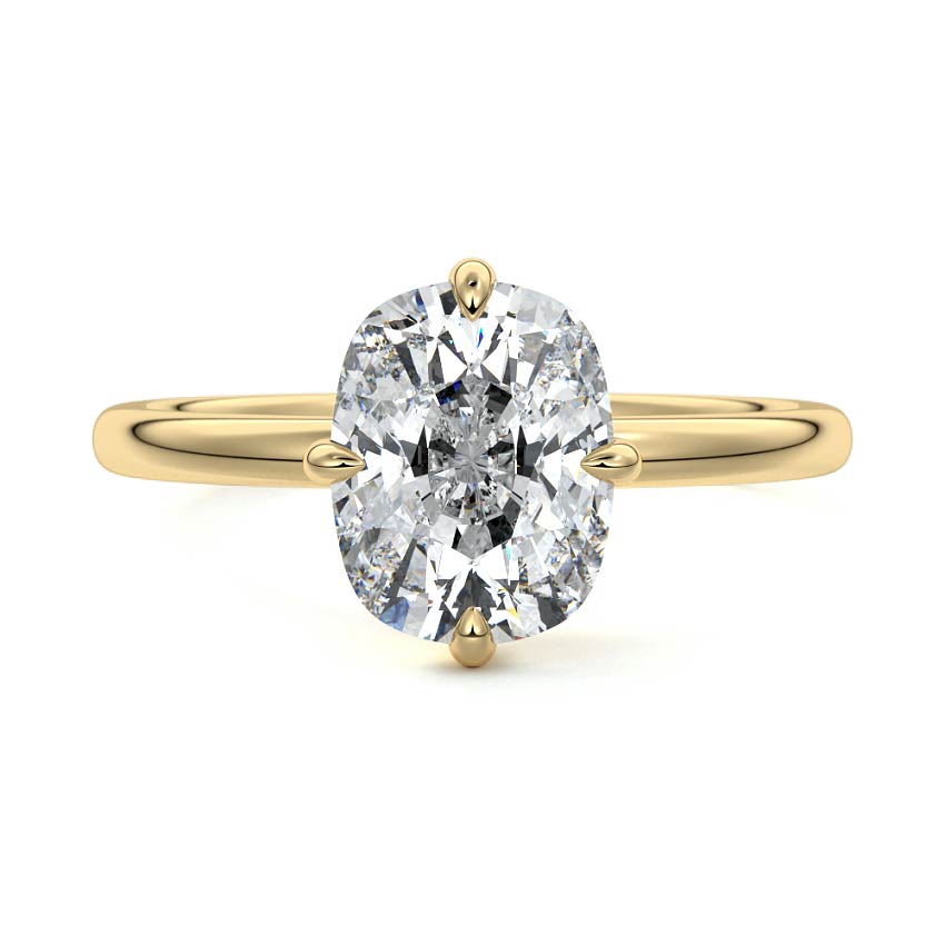 Beatrix - Cushion Yellow Gold Lab Grown Diamond Engagement Ring | Nura Lab