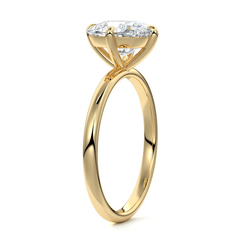 Beatrix - Cushion Yellow Gold Engagement Ring Side View | Nura Lab