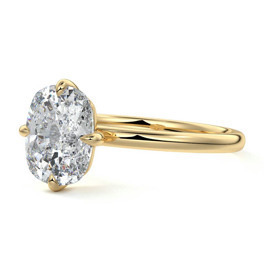 Beatrix - Cushion Yellow Gold Engagement Ring Profile View | Nura Lab