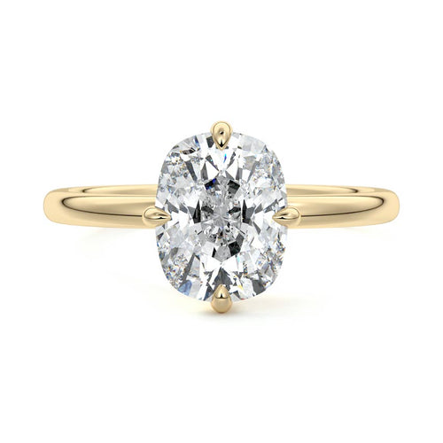 Beatrix - Cushion Yellow Gold Engagement Ring Detail View | Nura Lab