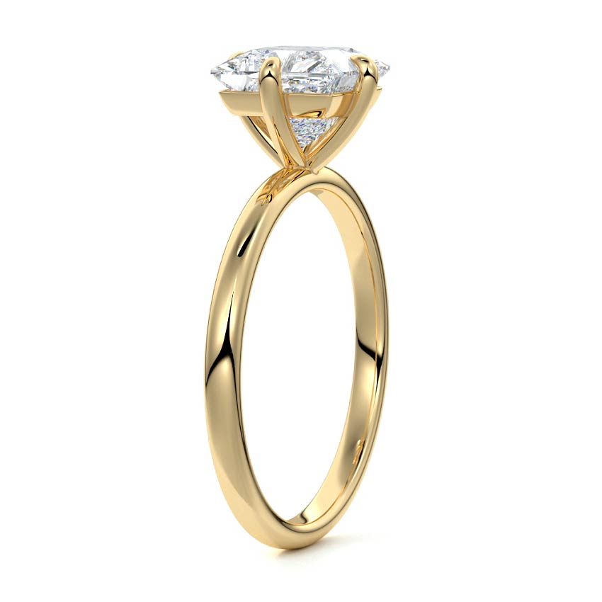 Beatrix - Princess Yellow Gold Engagement Ring Side View | Nura Lab