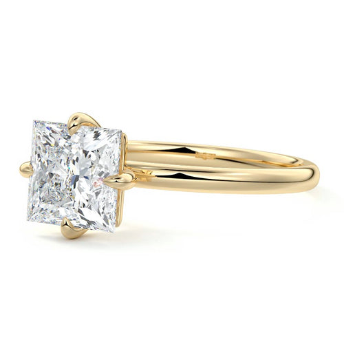 Beatrix - Princess Yellow Gold Engagement Ring Profile View | Nura Lab