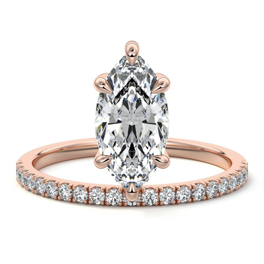Calla - Marquise Rose Gold Lab Grown Diamond Engagement Ring | Nura Lab
