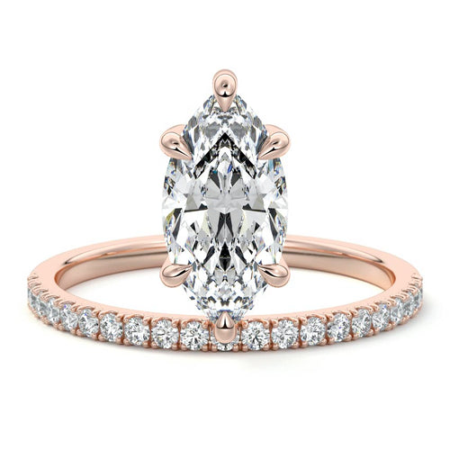Calla - Marquise Rose Gold Lab Grown Diamond Engagement Ring | Nura Lab