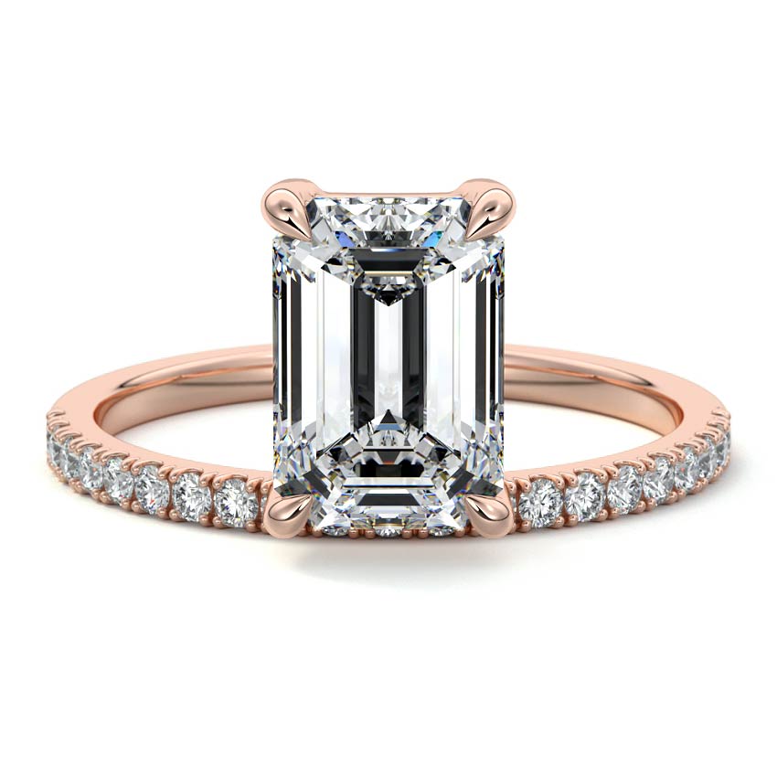 Calla - Emerald Cut Rose Gold Lab Grown Diamond Engagement Ring | Nura Lab
