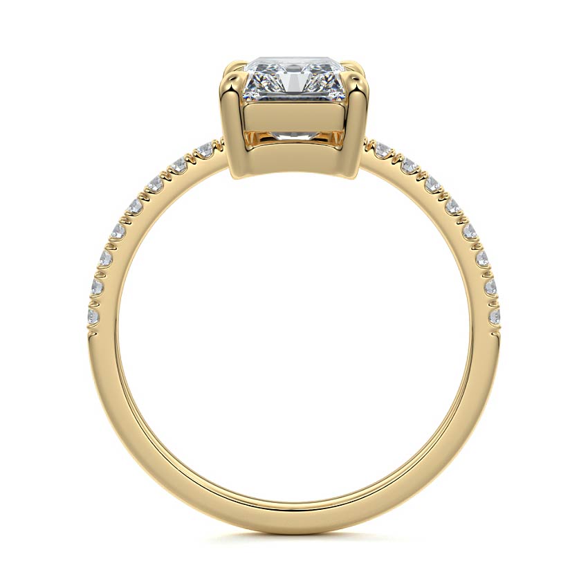 Calla radiant pavé solitaire lab grown diamond engagement ring in yellow gold