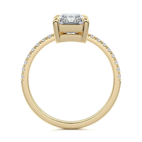 Calla radiant pavé solitaire lab grown diamond engagement ring in yellow gold
