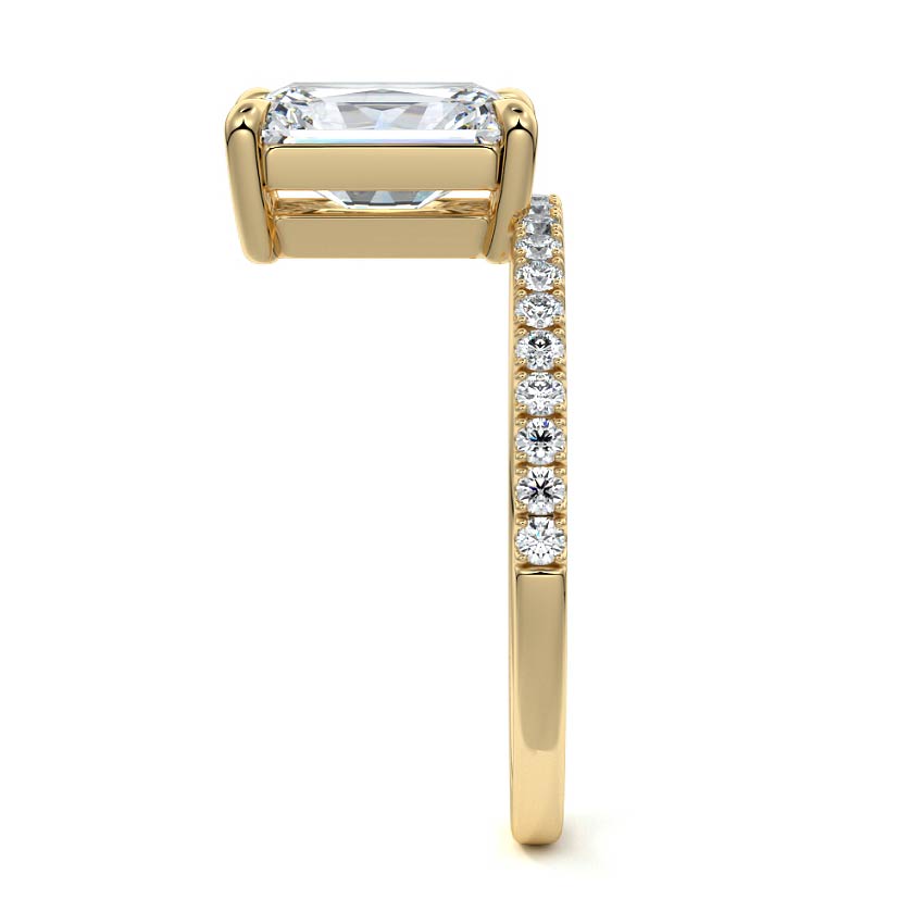 Calla - Radiant Yellow Gold Engagement Ring Profile View | Nura Lab