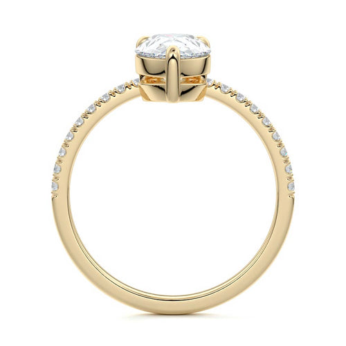 Calla - Pear Yellow Gold Engagement Ring Side View | Nura Lab