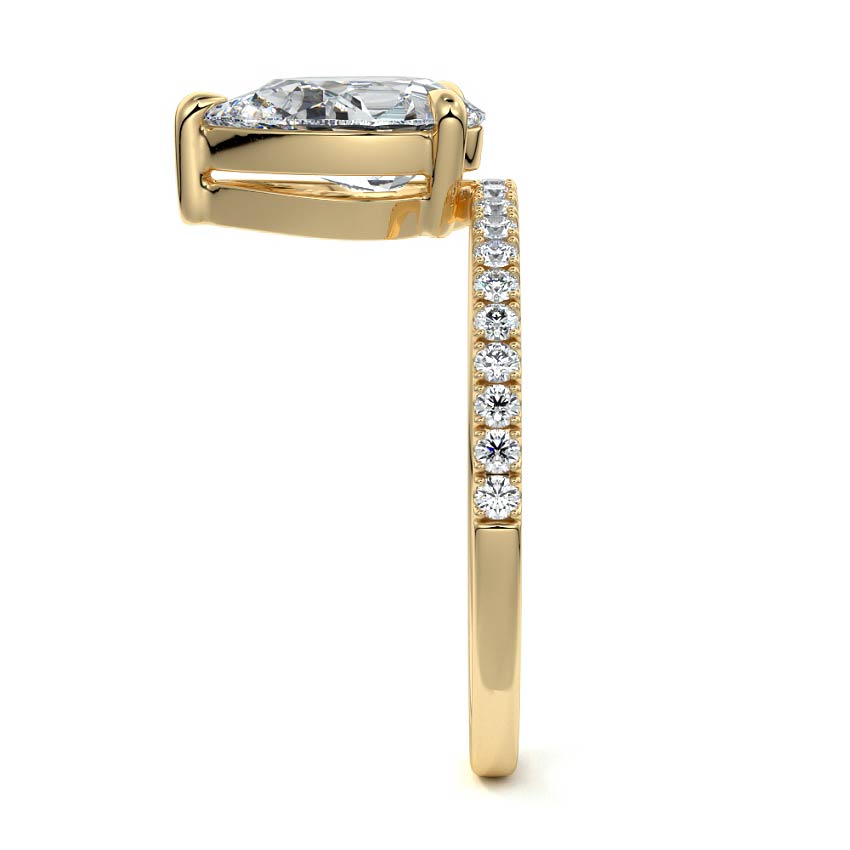 Calla - Pear Yellow Gold Engagement Ring Profile View | Nura Lab