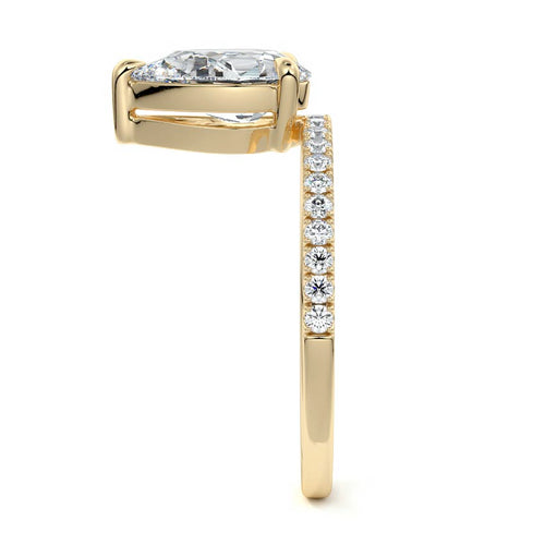 Calla - Pear Yellow Gold Engagement Ring Profile View | Nura Lab