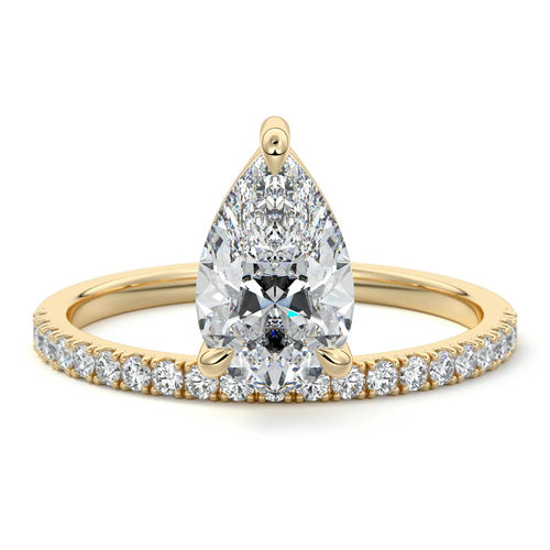 Calla - Pear Yellow Gold Engagement Ring Detail View | Nura Lab