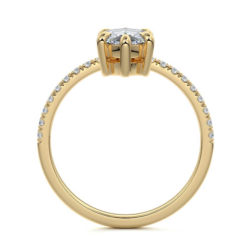 Calla - Marquise Yellow Gold Engagement Ring Side View | Nura Lab
