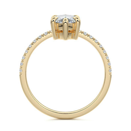 Calla - Marquise Yellow Gold Engagement Ring Side View | Nura Lab