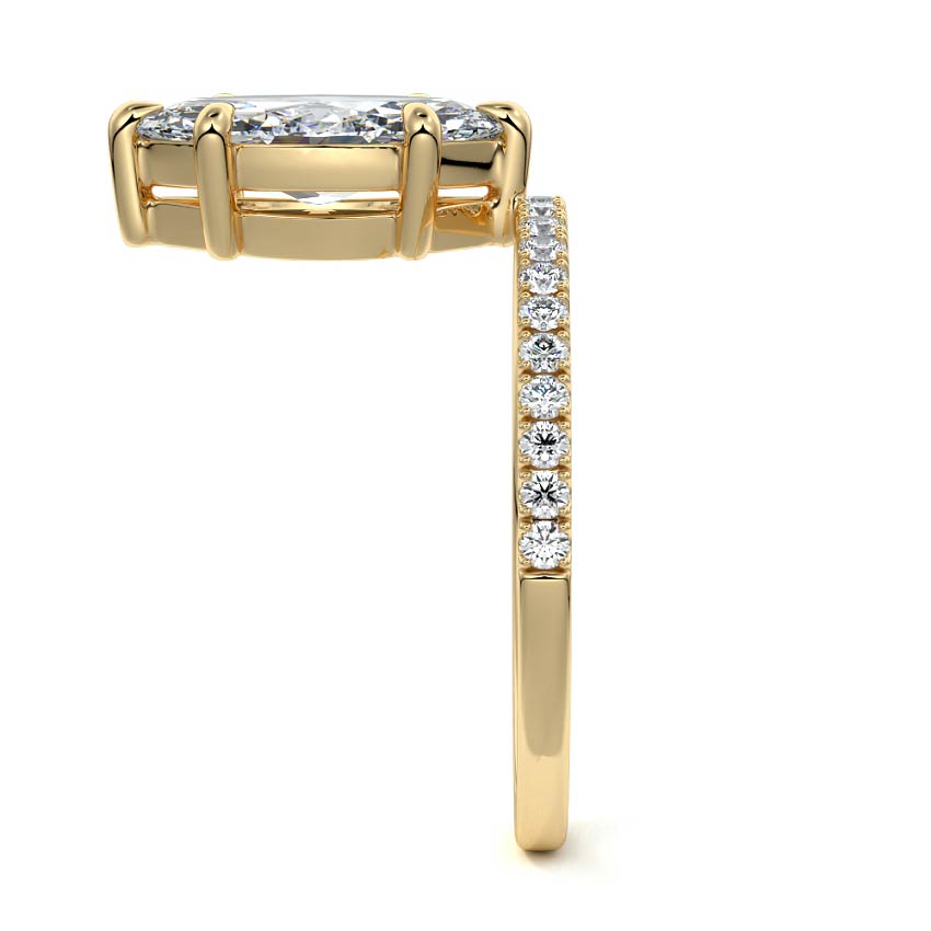 Calla - Marquise Yellow Gold Engagement Ring Profile View | Nura Lab
