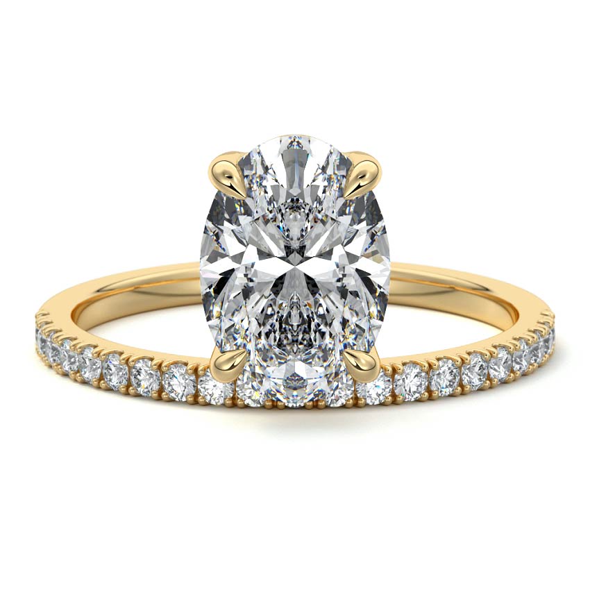 Calla - Oval Yellow Gold Engagement Ring Detail View | Nura Lab