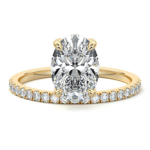 Calla - Oval Yellow Gold Engagement Ring Detail View | Nura Lab