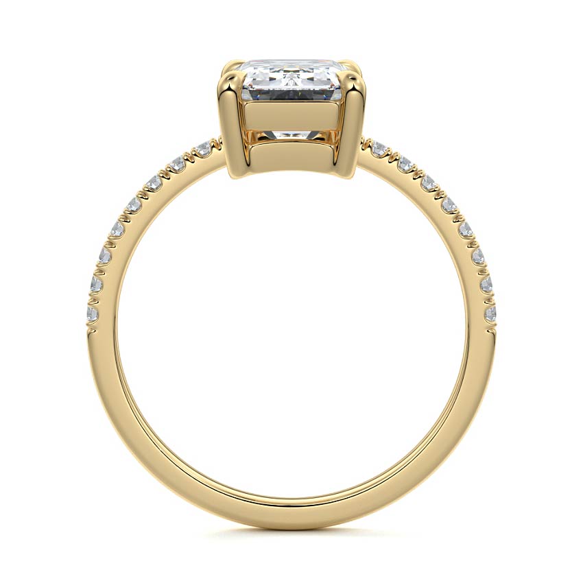 Calla - Emerald Cut Yellow Gold Engagement Ring Side View | Nura Lab
