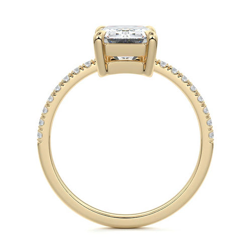 Calla - Emerald Cut Yellow Gold Engagement Ring Side View | Nura Lab